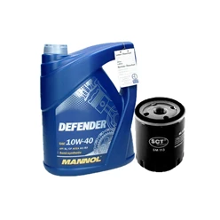 Ölwechselset mit Mannol 10W-40 Defender 5L Citroen C1 Renault Laguna 2550