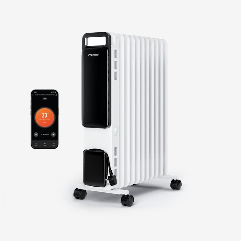 Omniwarm 2500W Öl gefüllt 11 Flossen Öko -Kühlerheizung mit digitalem Display und Smart App Control - Weiß Heizungen