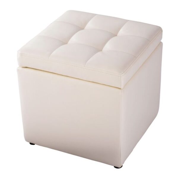 Ottoman Storage Box mit Deckel Cube Box Organizer mit Sicherheitsscharnieren Stauraum am Ende Weiß Wohnen & Kochen