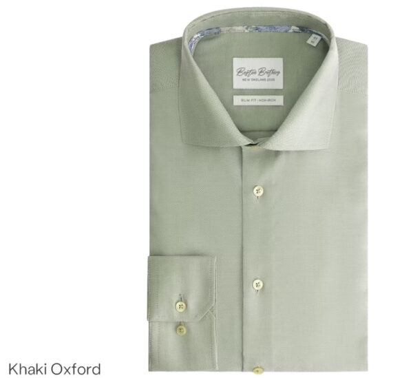 Oxford BBO34F110-2082-4134 Hemd LS Wide Spread Boston Brothers - Khaki - Größe 42 Kleidung