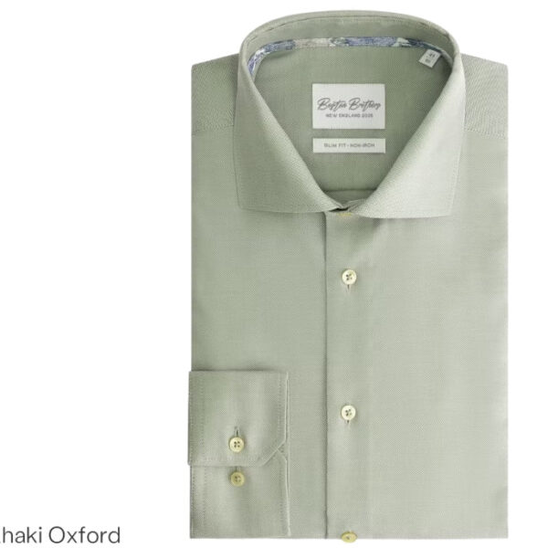 Oxford BBO34F110-2082-4134 Hemd LS Wide Spread Boston Brothers - Khaki - Größe 42 Kleidung