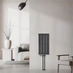 Paneelheizkörper Einlagig 600x300 mm Anthrazit mit Boden Anschlussgarnitur ML-Design 586