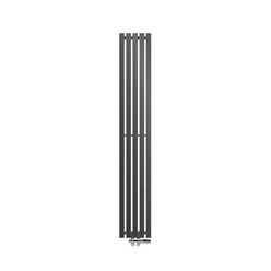 Paneelheizkörper Vertikal 260x1800 mm Anthrazit mit Mittelanschluss und Boden Anschlussgarnitur LuxeBath 586