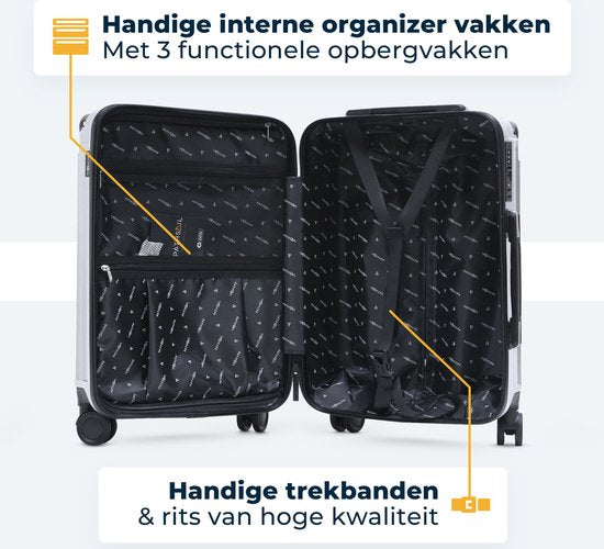Pathsail - Handgepäck Koffer 40L x 55CM - ABS - Leichter Trolley - Inkl. TSA-Schloss & Spinner-Räder - Silber Hobby & Sport