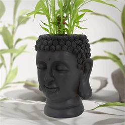 Pflanztopf Buddha Kopf 23x23x44 cm Anthrazit aus Polyresin ML-Design 721