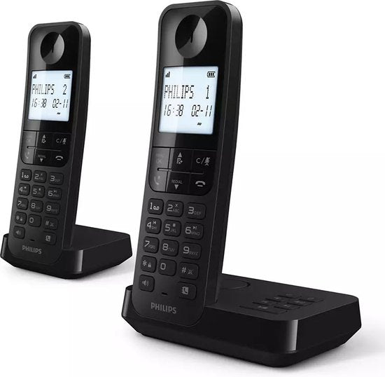 Philips Schnurlostelefon D2752B/12 - DECT - 2 Handteile - Haustelefon - Festnetz - Rufnummernerkennung - Schwarz Elektronik