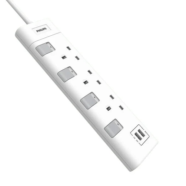 Philips Steckdose - 230V - 3 Wege - 2 Meter - 3AC - Weiß Werkzeuge