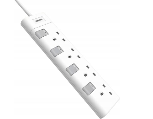 Philips Verlängerungskabel 2 m 4 Steckdosen weiß - UK Elektronik