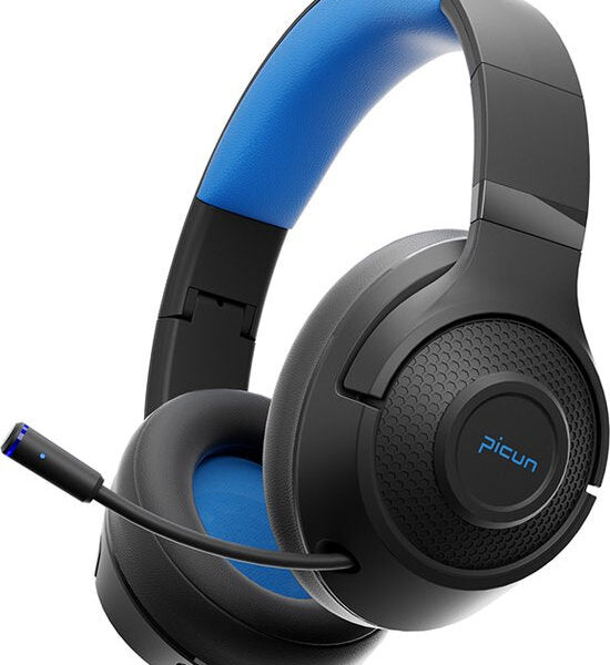 Picun BG-01 Kabellose Kopfhörer - Gaming Headset - Over-ear - Doppelte Modus (Verkabelt/Bluetooth) - Multi Plattform - Schwarz Blau Elektronik