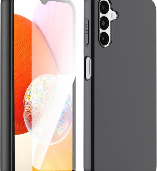 Podec Case passend für Samsung Galaxy A14 Schwarzes Handy Case - Anti-Shock Case Cover mit 1x Displayschutzfolie Elektronik