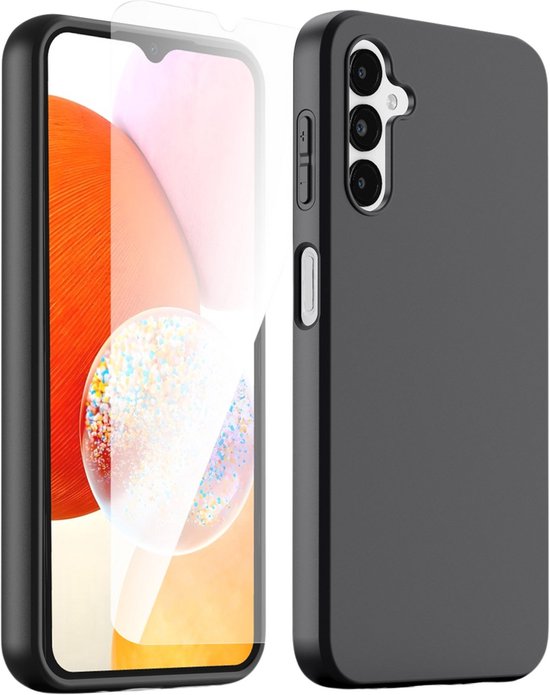 Podec Case passend für Samsung Galaxy A14 Schwarzes Handy Case - Anti-Shock Case Cover mit 1x Displayschutzfolie Elektronik