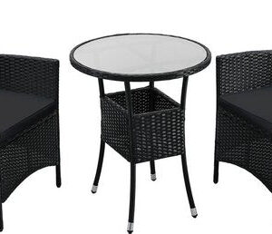 Polyrotan Balkonset - Bayamo - 3 Stück - Schwarz Haus & Garten