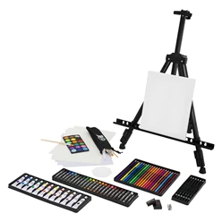 Premium Staffelei ausziehbar bis 156 cm mit Mal-Set 140 teilig 4778