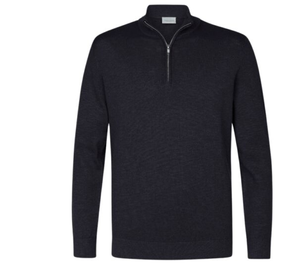 Profuomo Half Zip Pullover - Marineblau - Größe S - 100% Baumwolle - PCWJ10004A - Herrenpullover mit Reißverschlusskragen Kleidung