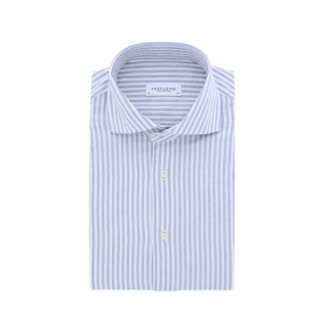 PROFUOMO HEMD BLUE STREEP Größe 27/31 Kleidung