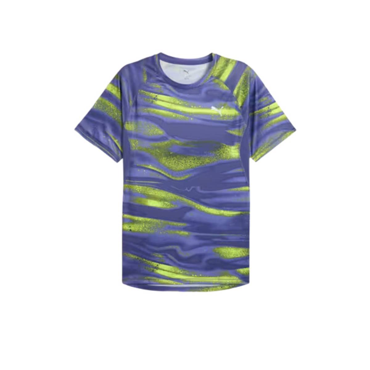 Puma Velocity All-Over Print Running Tee Blau Gelb Puma Velocity All-Over Print Running Tee Blau Gelb