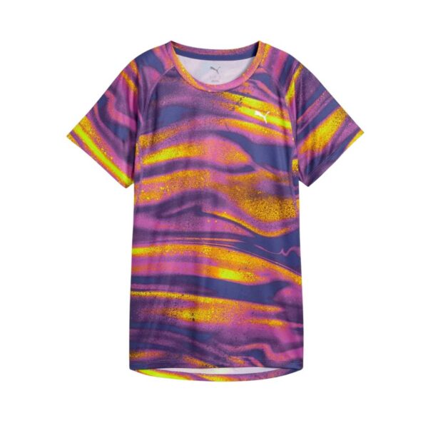 Puma Velocity All-Over Print T-Shirt Lila Gelb Damen