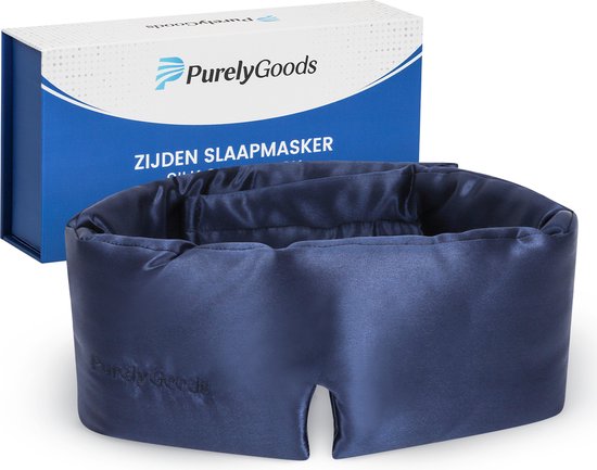 PurelyGoods® Seiden-Schlafmaske - Schlaf-Augenmaske - 100% Maulbeerseide - Verdunkelung - Frauen und Männer - Marineblau Schön & Gesund