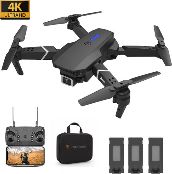 PuroTech Quad-Drohne 4K Kamera - Inklusive Tragetasche - 3 Batterien - 36 Minuten Flugzeit - Kein Flugschein erforderlich - Mini-Drohne - Erwachsene / Kinder - Indoor & Outdoor Hobby & Sport