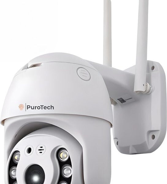 PuroTech Sicherheitskamera Core - Außenkamera mit Nachtsicht - Kabelgebundene Sicherheitskamera für den Außenbereich - Dreh- und schwenkbar - Mit Wifi und App - 3MP - Weiß Haus & Garten