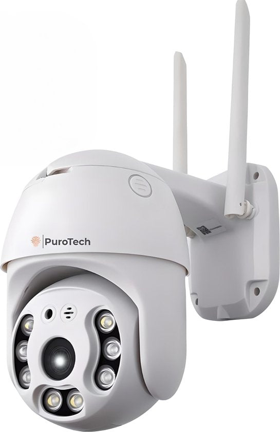 PuroTech Sicherheitskamera Core - Außenkamera mit Nachtsicht - Kabelgebundene Sicherheitskamera für den Außenbereich - Dreh- und schwenkbar - Mit Wifi und App - 3MP - Weiß Haus & Garten