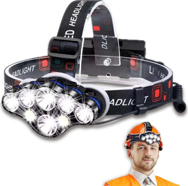 PuroTech - Stirnlampe - Wiederaufladbar - LED - 18000 Lumen - 600 Meter Reichweite - Schwarz Hobby & Sport