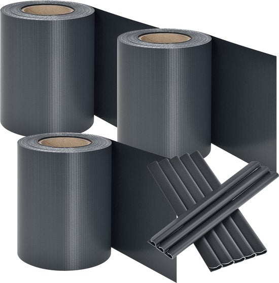 PVC-Sichtschutzstreifen - 3 Stück - 35 Meter - Anthrazit - inkl. Befestigungsclips Haus & Garten