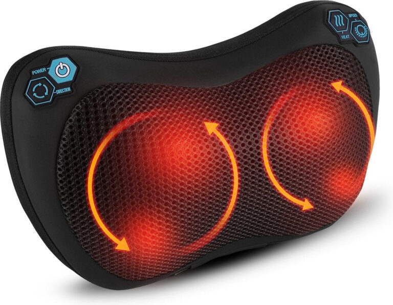 Qumax Massagekissen - Wärmefunktion - Elektrisches Shiatsu-Massagekissen - Für Haus und Auto - Schwarz Schön & Gesund
