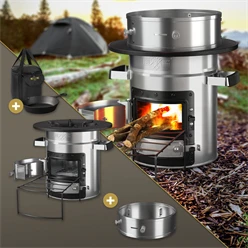 Raketenofen mit Grillpfanne und Power Ring inkl. Tragetasche Silber BBQ#BOSS 2985