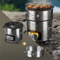 Raketenofen mit Power Ring aus Edelstahl Silber BBQ#BOSS 3684