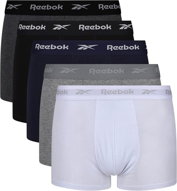 Reebok Boyes Boxershorts M - Schwarz/Weiß/Grau Marl/Blau/Anthrazit (5 Stück) Kleidung