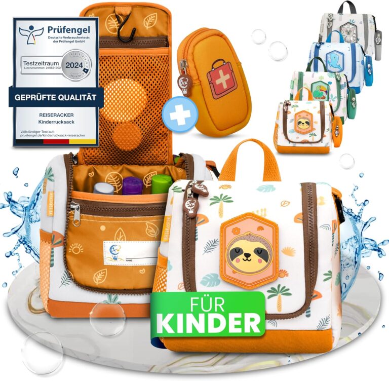 REISERACKER Kosmetiktasche für Kinder - orange - 9 x 21 x 18 cm Hobby & Sport