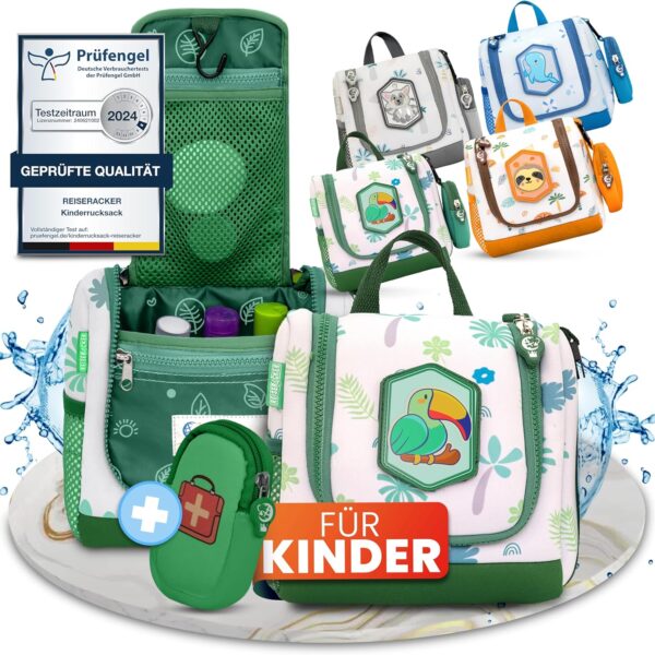 REISERACKER Kulturbeutel für Kinder - 21 x 9 x 18 cm - grün Hobby & Sport