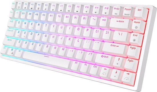 RK84 Gaming-Tastatur Weiß - RGB-Beleuchtung - Hot-Swap-fähig - Tri-Mode - Ergonomische mechanische Gaming-Tastatur mit Wireless-Verbindung - Qwerty - 80% mit Multimedia-Tasten - braune Schalter Elektronik
