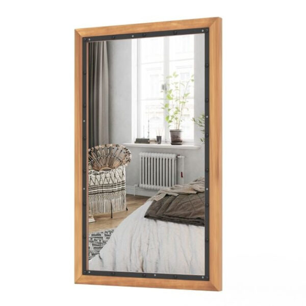 Rustikaler Holzspiegel Dekorativer Wandspiegel mit rechteckigem Rahmen und Rückwand 50 x 90 CM für Wohnzimmer Schlafzimmer Flur Wohnen & Kochen