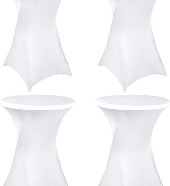 Saaf Bartable Rock Set - 4 Stück - ∅80-85 x 110cm - Bartable Bezug - Waschbar und elastisch - Weiß Wohnen & Kochen