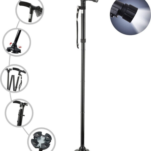 SafeLife Gehstock mit LED-Licht - faltbar und verstellbar - 83-97 cm Schön & Gesund