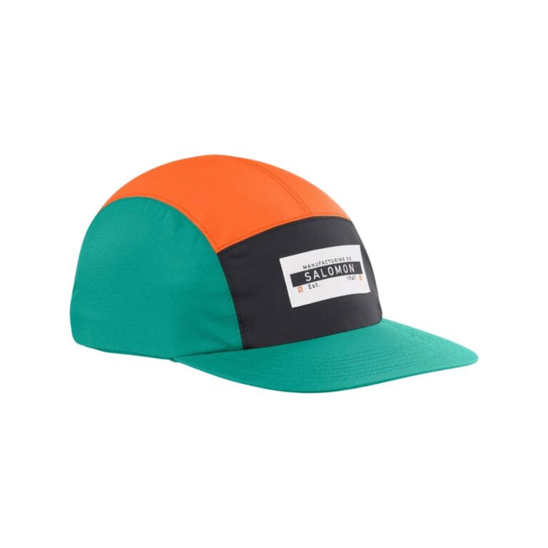 Salomon Bonatti Wasserdichte Five Panels Kappe Schwarz Orange Grün Laufzubehör
