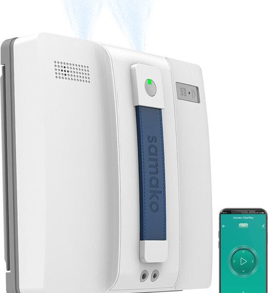 Samako ClearWay - Fensterreinigungsroboter - Fensterreiniger - Starke Saugkraft - Bidirektionales Wassersprühen - Mobile App Wohnen & Kochen