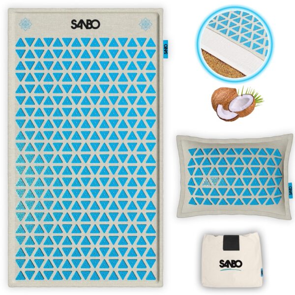 Sanbo Akupressurmatte Pro mit Kissen - 78x42 cm - 100% Kokosnussfaser Hobby & Sport