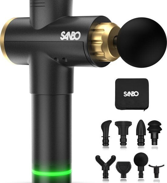 Sanbo Massagepistole Elite - Sport- und Entspannungsmassage - Schwarz/Gold - Professionelle 30 Stufen - Inklusive Etui - Inklusive APP - Massagepistole - Massagegerät - Fitness Vertaald