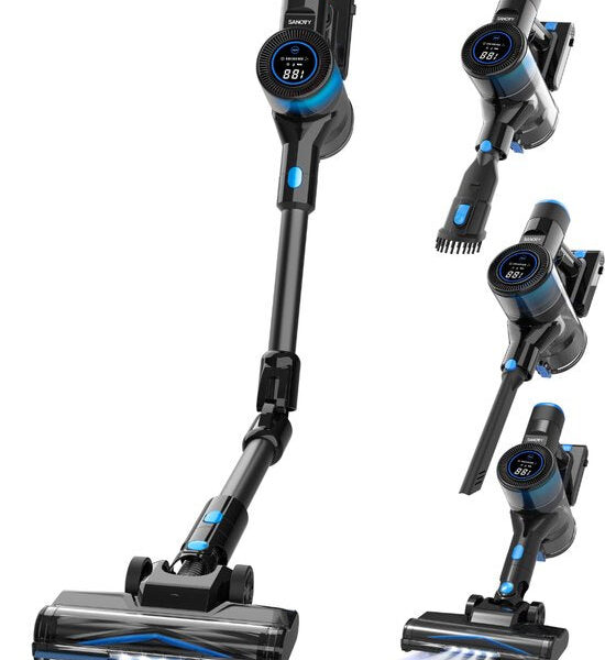 Sanovy Turbo Flex X28 Stick Staubsauger kabellos - Beutellos - Batteriebetrieben - 350W - 28Kpa - Mit Aufsätzen - Beutelloser kabelloser Staubsauger Wohnen & Kochen