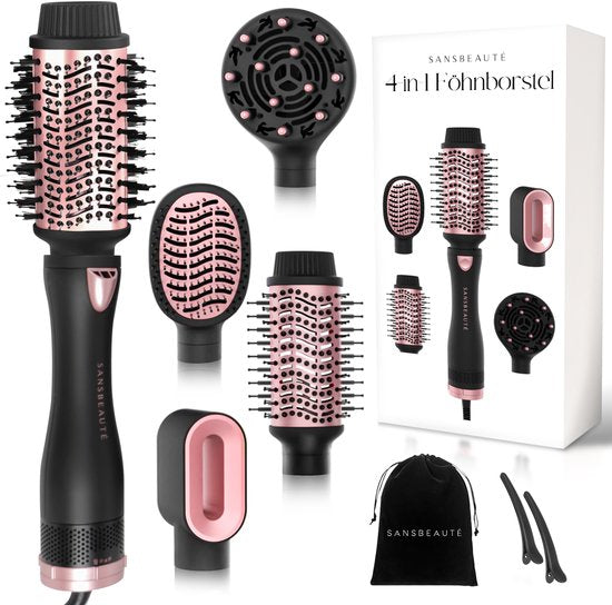 Sansbeauté® 4-in-1 Haarbürste mit Diffusor - Multistyler - Airstyler - Haarbürste - Lockenbürste - Haarbürste - Stylingbürste - Wärmebürste - Volumen und Locken Schön & Gesund