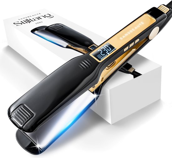 Sansbeauté® Professionelles Glätteisen - 2 in 1 - Lockenstab - Glätteisen - Haarglätter - Schnelles Aufwärmen - 80℃ bis 230℃ - Glätten & Locken - ION-Technologie Schön & Gesund