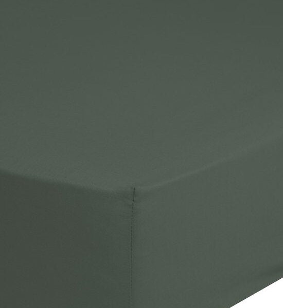 Satin-Spannbetttuch - 180x220cm - 100% weicher Baumwollsatin - bis zu 25cm Matratzenstärke - dunkelgrün-oliv Wohnen & Kochen