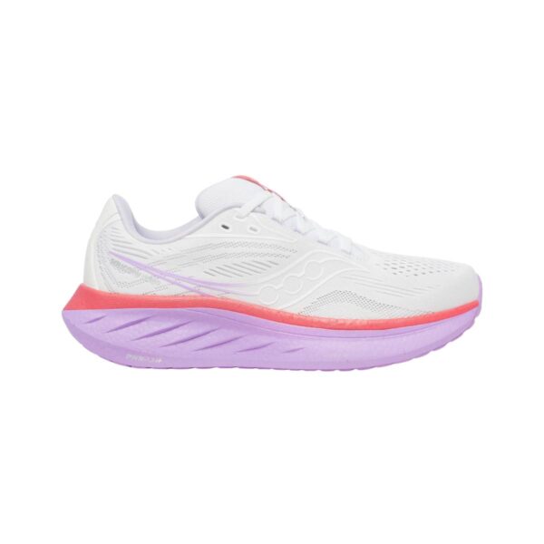 Saucony Ride 18 Schuhe Weiß Rosa AW25 Damen