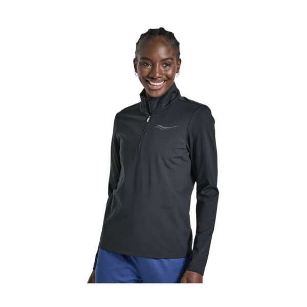 Saucony Solstice Damen Sweatshirt mit langen Ärmeln und 1/4-Reißverschluss in Schwarz