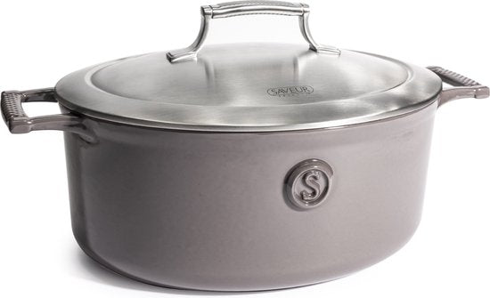 Saveur Selects - Voyage Ovale Kasserolle - Ø30 cm - Gusseisen - PFAS-frei - Induktion - Grau Wohnen & Kochen