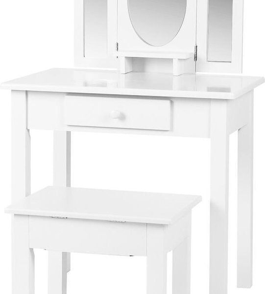 Schminktisch Make-up Mädchen Schminktisch Kinderzimmer mit Spiegeln und Hocker weiß Wohnen & Kochen
