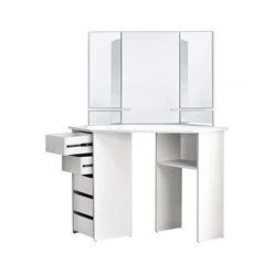 Schminktisch mit drei Spiegel 110x1415x54 cm Weiß aus MDF ML-Design 6360